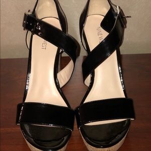 Nine West Black Patent Leather Wedges